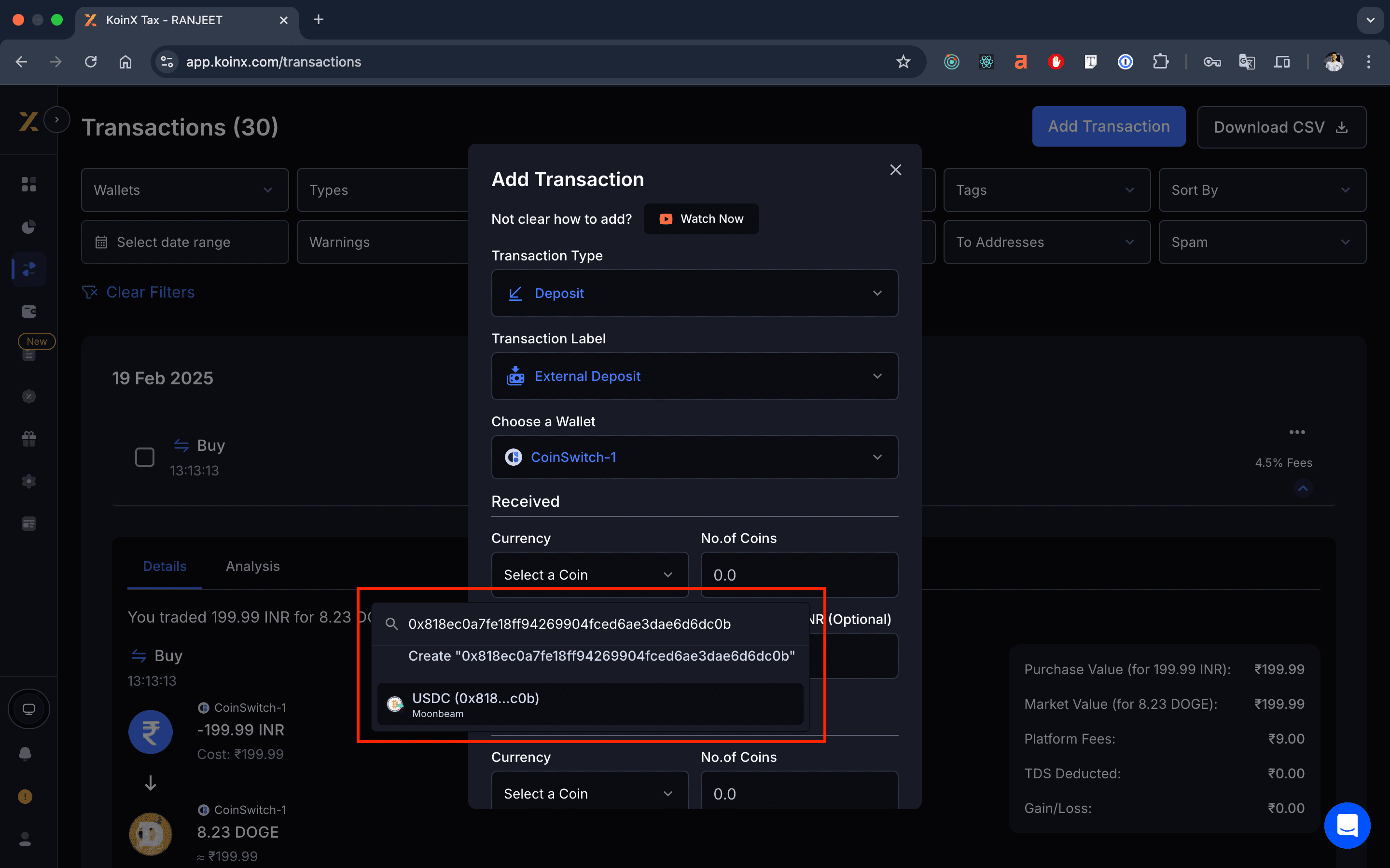 Dropdown Search Screenshot