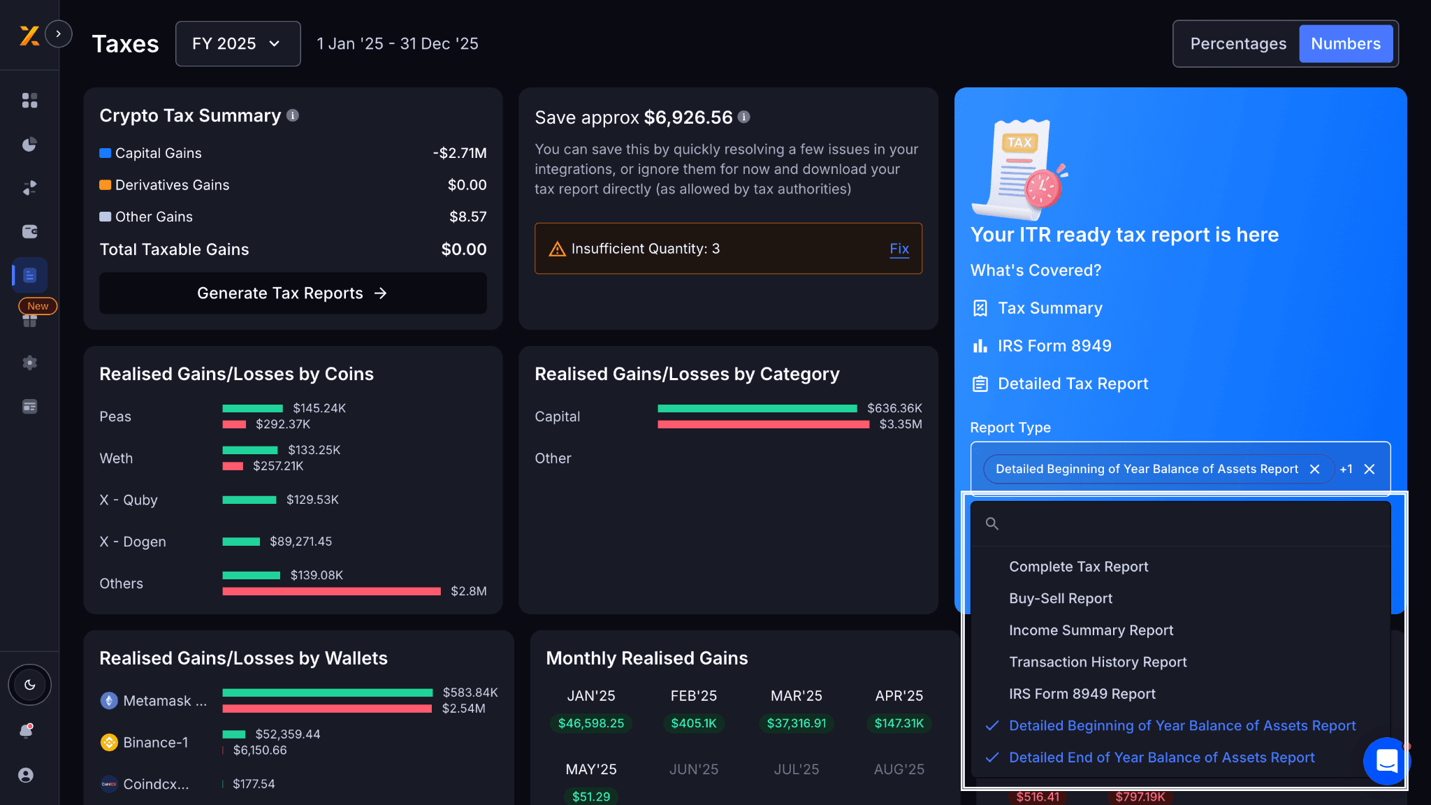 Beginning of Year & End of Year Balances Reports