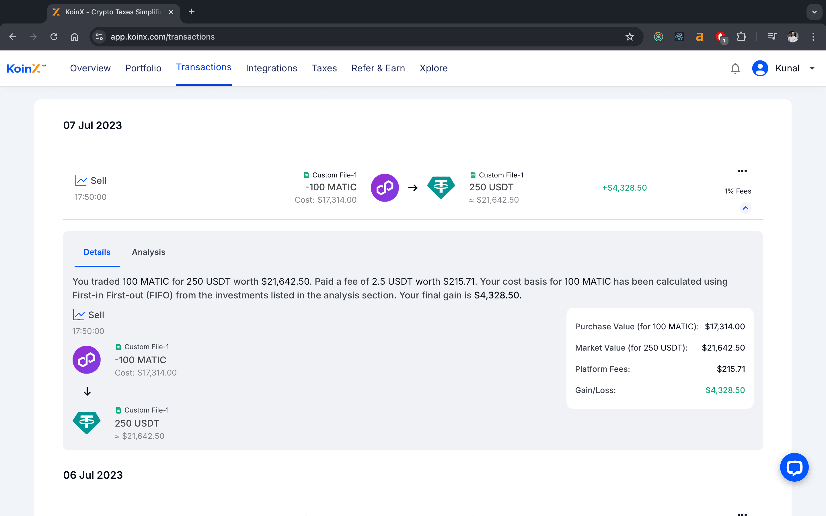 Better Transactions Display